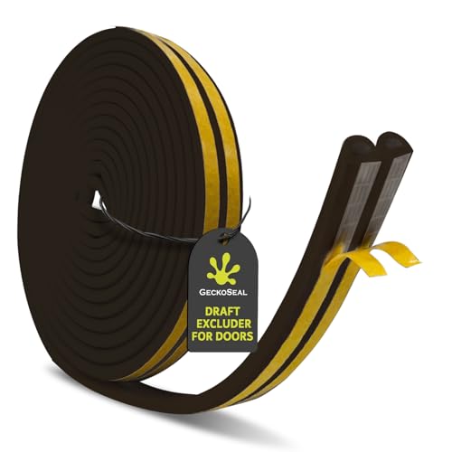 GeckoSeal 20m Dichtungsband Selbstklebend für Türen und Fenster, Gummi Türdichtung Fensterdichtung Selbstklebend zum Anti-Kollision/Kälte-Wind/Schalldichter/Staub, Für 3-6 mm Lücken(5m x 4, Braun) von GECKOSEAL