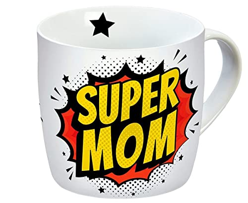 GEDA LABELS GmbH Super Mom Tasse Comic - weiß, Bedruckt, aus Keramik, Fassungsvermögen ca. 300 ml. von Close Up