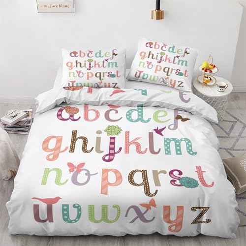 GEDAEUBA ABC Deko - Alphabet Bettwäsche 135x200 Sommer, Kinder Bettbezug 135 x 200 2er Set, Wendebettwäsche und Kissenbezug 80x80, Weiche Mikrofaser Bettwäsche-Sets mit Reißverschluss GEDAEUBA ABC Deko - Alphabet Bettwäsche 135x200 Sommer, Kinder Bettbezug 135 x 200 2er Set, Wendebettwäsche und Kissenbezug 80x80, Weiche Mikrofaser Bettwäsche-Sets mit Reißverschluss von GEDAEUBA