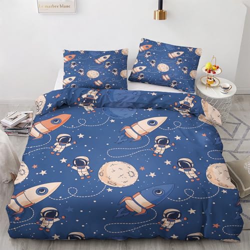 GEDAEUBA Astronauten Deko - Sommer Bettwäsche 135x200 Kinder Weltraum, Jungen Planeten Rakete Bettbezug 2er Set, Wendebettwäsche und Kissenbezug, Weiche Mikrofaser Bettwäsche-Sets mit Reißverschluss GEDAEUBA Astronauten Deko - Sommer Bettwäsche 135x200 Kinder Weltraum, Jungen Planeten Rakete Bettbezug 2er Set, Wendebettwäsche und Kissenbezug, Weiche Mikrofaser Bettwäsche-Sets mit Reißverschluss von GEDAEUBA