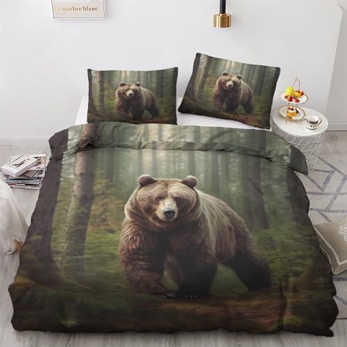 GEDAEUBA Bär Bettwäsche 135x200 - Wilde Tiere Bettbezug 135 x 200 2er Set, Wendebettwäsche und Kissenbezug 80x80, Weiche & Angenehme & Atmungsaktive Mikrofaser Bettwäsche-Sets mit Reißverschluss GEDAEUBA Bär Bettwäsche 135x200 - Wilde Tiere Bettbezug 135 x 200 2er Set, Wendebettwäsche und Kissenbezug 80x80, Weiche & Angenehme & Atmungsaktive Mikrofaser Bettwäsche-Sets mit Reißverschluss von GEDAEUBA