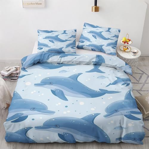 GEDAEUBA Bettwäsche 135x200 Delfin - Kinder Meerestiere Bettbezug 135 x 200 2er Set, Wendebettwäsche und Kissenbezug 80x80, Weiche & Angenehme Mikrofaser Bettwäsche-Sets mit Reißverschluss GEDAEUBA Bettwäsche 135x200 Delfin - Kinder Meerestiere Bettbezug 135 x 200 2er Set, Wendebettwäsche und Kissenbezug 80x80, Weiche & Angenehme Mikrofaser Bettwäsche-Sets mit Reißverschluss von GEDAEUBA