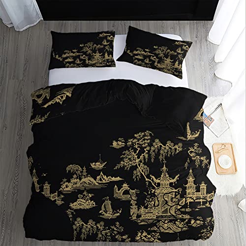 GEDAEUBA Bettwäsche 135x200 Japanisch - Schwarz Gold Bettbezug 135 x 200 2er Set, Wendebettwäsche und Kissenbezug 80x80, Weiche & Angenehme Mikrofaser Bettwäsche-Sets mit Reißverschluss GEDAEUBA Bettwäsche 135x200 Japanisch - Schwarz Gold Bettbezug 135 x 200 2er Set, Wendebettwäsche und Kissenbezug 80x80, Weiche & Angenehme Mikrofaser Bettwäsche-Sets mit Reißverschluss von GEDAEUBA