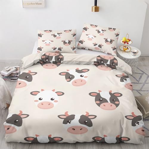 GEDAEUBA Bettwäsche 135x200 Kuh - Kinder Süße Bauernhoftiere Bettbezug 135 x 200 2er Set, Wendebettwäsche und Kissenbezug 80x80, Weiche & Angenehme Mikrofaser Bettwäsche-Sets mit Reißverschluss GEDAEUBA Bettwäsche 135x200 Kuh - Kinder Süße Bauernhoftiere Bettbezug 135 x 200 2er Set, Wendebettwäsche und Kissenbezug 80x80, Weiche & Angenehme Mikrofaser Bettwäsche-Sets mit Reißverschluss von GEDAEUBA