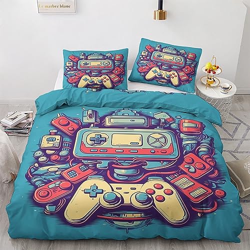 GEDAEUBA Bettwäsche 140x200 Gamer - Jungen Gaming Bettbezug 140x200 2er Set, Wendebettwäsche und Kissenbezug 70x90, Weiche & Angenehme & Atmungsaktive Mikrofaser Bettwäsche-Sets mit Reißverschluss von GEDAEUBA