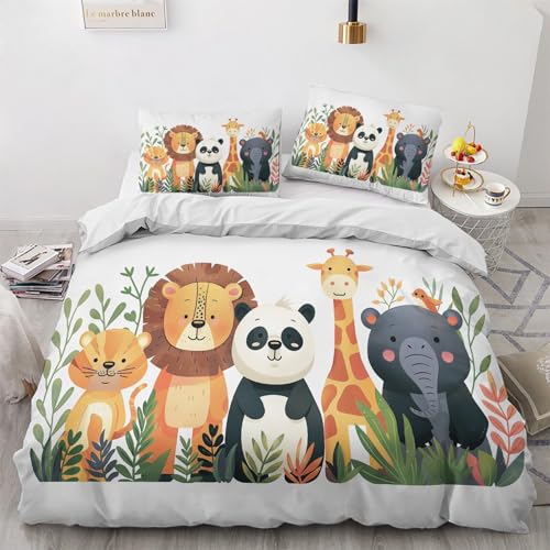 GEDAEUBA Bettwäsche 140x200 Safari Tiere - Kinder Dschungel Tiere Bettbezug 140x200 2er Set, Wendebettwäsche und Kissenbezug 70x90, Weiche & Angenehme Mikrofaser Bettwäsche-Sets mit Reißverschluss GEDAEUBA Bettwäsche 140x200 Safari Tiere - Kinder Dschungel Tiere Bettbezug 140x200 2er Set, Wendebettwäsche und Kissenbezug 70x90, Weiche & Angenehme Mikrofaser Bettwäsche-Sets mit Reißverschluss von GEDAEUBA