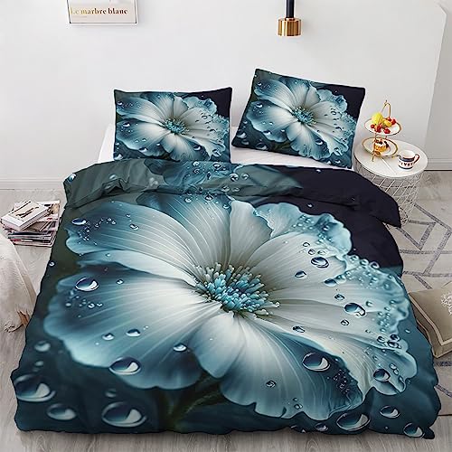 GEDAEUBA Blumen Bettwäsche 135x200 Sommer - Blumen Bettbezug 135 x 200 2er Set, Wendebettwäsche und Kissenbezug 80x80, Weiche & Atmungsaktive Mikrofaser Bettwäsche-Sets mit Reißverschluss von GEDAEUBA