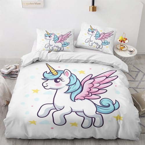 GEDAEUBA Einhorn Bettwäsche 155x220 Winter - Kinder Bettbezug 155x220 3 teilig, Wendebettwäsche und Kissenbezug 80x80, Weiche & Angenehme & Warme Mikrofaser Bettwäsche-Sets mit Reißverschluss GEDAEUBA Einhorn Bettwäsche 155x220 Winter - Kinder Bettbezug 155x220 3 teilig, Wendebettwäsche und Kissenbezug 80x80, Weiche & Angenehme & Warme Mikrofaser Bettwäsche-Sets mit Reißverschluss von GEDAEUBA