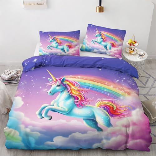 GEDAEUBA Einhorn Kinder Bettwäsche 135x200 Winter - Mädchen Regenbogen Bettbezug 135 x 200 2er Set, Wendebettwäsche und Kissenbezug 80x80, Weiche Mikrofaser Bettwäsche-Sets mit Reißverschluss GEDAEUBA Einhorn Kinder Bettwäsche 135x200 Winter - Mädchen Regenbogen Bettbezug 135 x 200 2er Set, Wendebettwäsche und Kissenbezug 80x80, Weiche Mikrofaser Bettwäsche-Sets mit Reißverschluss von GEDAEUBA
