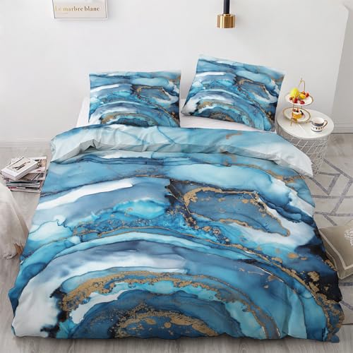 GEDAEUBA Marmor Deko - Teal Bettwäsche 140x200 Sommer, Abstrakt Modern Bettbezug 140x200 2er Set, Wendebettwäsche und Kissenbezug 70x90, Weiche Mikrofaser Bettwäsche-Sets mit Reißverschluss von GEDAEUBA