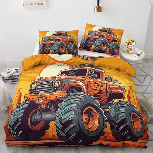 GEDAEUBA Monster Truck Bettwäsche 140x200 - Kinder Bettbezug 140x200 2er Set, Wendebettwäsche und Kissenbezug 70x90, Weiche & Angenehme & Atmungsaktive Mikrofaser Bettwäsche-Sets mit Reißverschluss GEDAEUBA Monster Truck Bettwäsche 140x200 - Kinder Bettbezug 140x200 2er Set, Wendebettwäsche und Kissenbezug 70x90, Weiche & Angenehme & Atmungsaktive Mikrofaser Bettwäsche-Sets mit Reißverschluss von GEDAEUBA