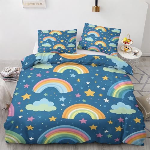 GEDAEUBA Regenbogen Kinder Bettwäsche 155x220 - Kinder Bettbezug 155x220 3 teilig, Wendebettwäsche und Kissenbezug 80x80, Weiche & Angenehme Mikrofaser Bettwäsche-Sets mit Reißverschluss GEDAEUBA Regenbogen Kinder Bettwäsche 155x220 - Kinder Bettbezug 155x220 3 teilig, Wendebettwäsche und Kissenbezug 80x80, Weiche & Angenehme Mikrofaser Bettwäsche-Sets mit Reißverschluss von GEDAEUBA