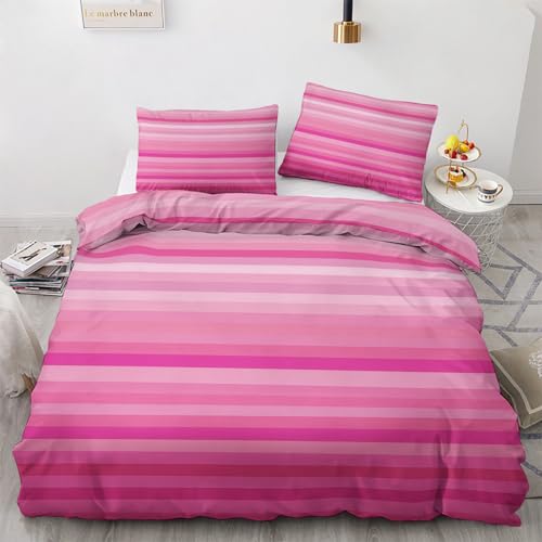 GEDAEUBA Rosa Gestreift Bettwäsche 135x200 - Mädchen Streifen Bettbezug 135 x 200 2er Set, Wendebettwäsche und Kissenbezug 80x80, Weiche & Angenehme Mikrofaser Bettwäsche-Sets mit Reißverschluss GEDAEUBA Rosa Gestreift Bettwäsche 135x200 - Mädchen Streifen Bettbezug 135 x 200 2er Set, Wendebettwäsche und Kissenbezug 80x80, Weiche & Angenehme Mikrofaser Bettwäsche-Sets mit Reißverschluss von GEDAEUBA