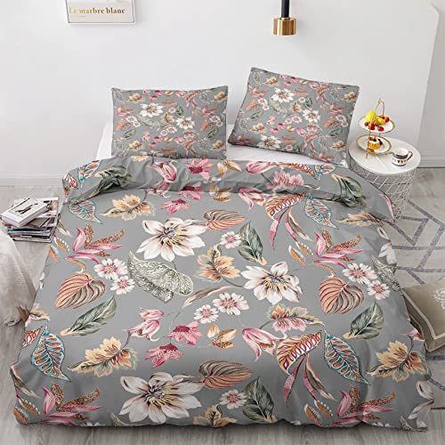 GEDAEUBA Sommer Bettwäsche 135x200 Botanik - Blumen Bettbezug 135 x 200 2er Set, Wendebettwäsche und Kissenbezug 80x80, Weiche & Angenehme Mikrofaser Bettwäsche-Sets mit Reißverschluss von GEDAEUBA