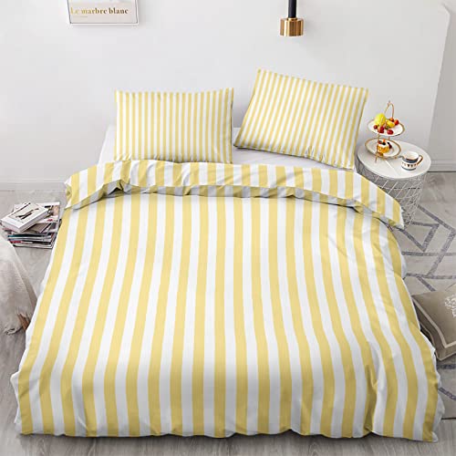 GEDAEUBA Sommer Bettwäsche 135x200 Gelb Weiß Gestreift - Streifen Bettbezug 135 x 200 2er Set, Wendebettwäsche und Kissenbezug 80x80, Weiche Mikrofaser Bettwäsche-Sets mit Reißverschluss GEDAEUBA Sommer Bettwäsche 135x200 Gelb Weiß Gestreift - Streifen Bettbezug 135 x 200 2er Set, Wendebettwäsche und Kissenbezug 80x80, Weiche Mikrofaser Bettwäsche-Sets mit Reißverschluss von GEDAEUBA