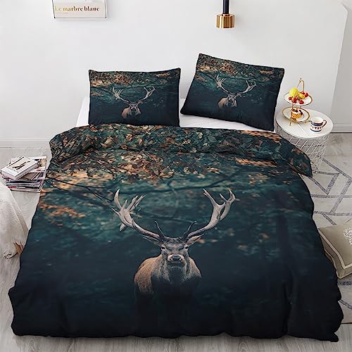 GEDAEUBA Sommer Bettwäsche 135x200 Hirsch - Waldtiere Bettbezug 135 x 200 2er Set, Wendebettwäsche und Kissenbezug 80x80, Weiche & Atmungsaktive Mikrofaser Bettwäsche-Sets mit Reißverschluss GEDAEUBA Sommer Bettwäsche 135x200 Hirsch - Waldtiere Bettbezug 135 x 200 2er Set, Wendebettwäsche und Kissenbezug 80x80, Weiche & Atmungsaktive Mikrofaser Bettwäsche-Sets mit Reißverschluss von GEDAEUBA