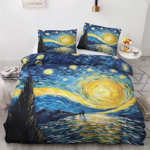 GEDAEUBA Sommer Bettwäsche 135x200 Van Gogh Sternennacht - Ölgemälde Bettbezug 135 x 200 2er Set, Wendebettwäsche und Kissenbezug 80x80, Weiche Mikrofaser Bettwäsche-Sets mit Reißverschluss GEDAEUBA Sommer Bettwäsche 135x200 Van Gogh Sternennacht - Ölgemälde Bettbezug 135 x 200 2er Set, Wendebettwäsche und Kissenbezug 80x80, Weiche Mikrofaser Bettwäsche-Sets mit Reißverschluss von GEDAEUBA