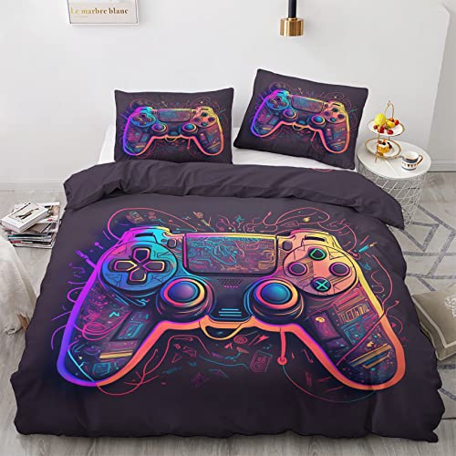 GEDAEUBA Sommer Bettwäsche 140x200 Gamer Jungen - Gaming Bettbezug 140x200 2er Set, Wendebettwäsche und Kissenbezug 70x90, Weiche & Atmungsaktive Mikrofaser Bettwäsche-Sets mit Reißverschluss von GEDAEUBA