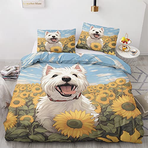 GEDAEUBA Sommer Bettwäsche 140x200 Schnauzer - Hundemotiv Bettbezug 140x200 2er Set, Wendebettwäsche und Kissenbezug 70x90, Weiche & Atmungsaktive Mikrofaser Bettwäsche-Sets mit Reißverschluss von GEDAEUBA