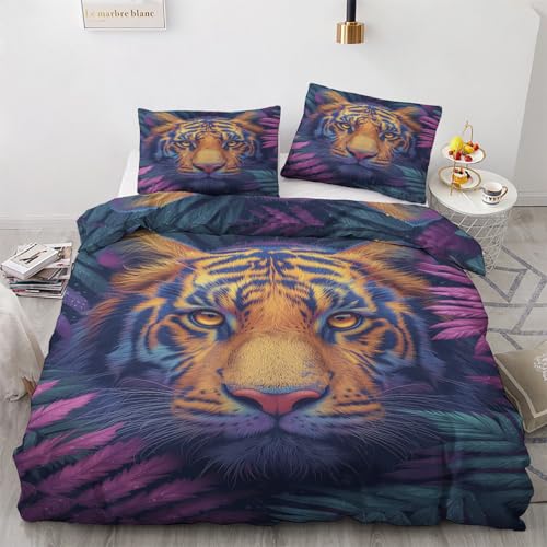 GEDAEUBA Tiger Bettwäsche 140x200 - Dschungeltiere Bettbezug 140x200 2er Set, Wendebettwäsche und Kissenbezug 70x90, Weiche & Angenehme Mikrofaser Bettwäsche-Sets mit Reißverschluss GEDAEUBA Tiger Bettwäsche 140x200 - Dschungeltiere Bettbezug 140x200 2er Set, Wendebettwäsche und Kissenbezug 70x90, Weiche & Angenehme Mikrofaser Bettwäsche-Sets mit Reißverschluss von GEDAEUBA