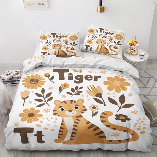 GEDAEUBA Tiger Deko - Kinder Tiger Bettwäsche 135x200 Sommer, Tigermotiv Bettbezug 135 x 200 2er Set, Wendebettwäsche und Kissenbezug 80x80, Weiche Mikrofaser Bettwäsche-Sets mit Reißverschluss GEDAEUBA Tiger Deko - Kinder Tiger Bettwäsche 135x200 Sommer, Tigermotiv Bettbezug 135 x 200 2er Set, Wendebettwäsche und Kissenbezug 80x80, Weiche Mikrofaser Bettwäsche-Sets mit Reißverschluss von GEDAEUBA
