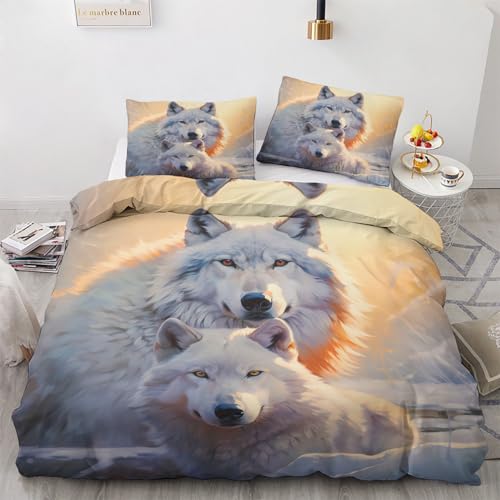 GEDAEUBA Winter Bettwäsche 135x200 Wolf - Wölfe Tiere Bettbezug 135 x 200 2er Set, Wendebettwäsche und Kissenbezug 80x80, Weiche & Angenehme & Warme Mikrofaser Bettwäsche-Sets mit Reißverschluss GEDAEUBA Winter Bettwäsche 135x200 Wolf - Wölfe Tiere Bettbezug 135 x 200 2er Set, Wendebettwäsche und Kissenbezug 80x80, Weiche & Angenehme & Warme Mikrofaser Bettwäsche-Sets mit Reißverschluss von GEDAEUBA