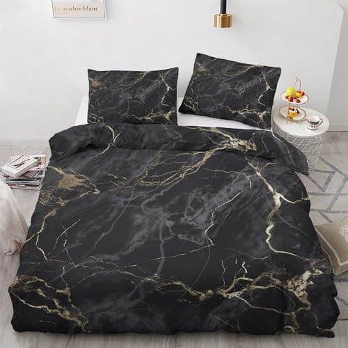 GEDAEUBA Winter Bettwäsche 140x200 Marmor - Schwarz Gold Bettbezug 140x200 2er Set, Wendebettwäsche und Kissenbezug 70x90, Weiche & Angenehme & Warme Mikrofaser Bettwäsche-Sets mit Reißverschluss GEDAEUBA Winter Bettwäsche 140x200 Marmor - Schwarz Gold Bettbezug 140x200 2er Set, Wendebettwäsche und Kissenbezug 70x90, Weiche & Angenehme & Warme Mikrofaser Bettwäsche-Sets mit Reißverschluss von GEDAEUBA