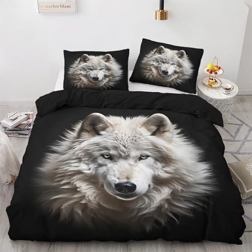 GEDAEUBA Winter Bettwäsche 140x200 Wolf - Wilde Tiere Bettbezug 140x200 2er Set, Wendebettwäsche und Kissenbezug 70x90, Weiche & Angenehme & Warme Mikrofaser Bettwäsche-Sets mit Reißverschluss von GEDAEUBA