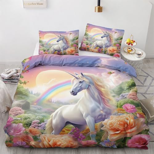 GEDAEUBA Winter Bettwäsche 155x220 Einhorn Kinder - Mädchen Bettbezug 155x220 3 teilig, Wendebettwäsche und Kissenbezug 80x80, Weiche & Angenehme & Warme Mikrofaser Bettwäsche-Sets mit Reißverschluss GEDAEUBA Winter Bettwäsche 155x220 Einhorn Kinder - Mädchen Bettbezug 155x220 3 teilig, Wendebettwäsche und Kissenbezug 80x80, Weiche & Angenehme & Warme Mikrofaser Bettwäsche-Sets mit Reißverschluss von GEDAEUBA