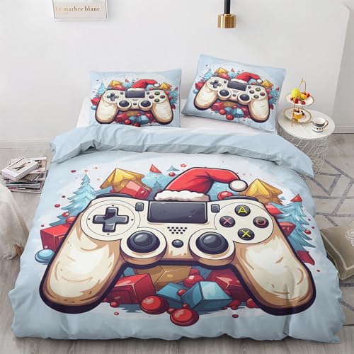 GEDAEUBA Winter Bettwäsche 155x220 Gamer - Gaming Bettbezug 155x220 3 teilig, Wendebettwäsche und Kissenbezug 80x80, Weiche & Angenehme & Warme Mikrofaser Bettwäsche-Sets mit Reißverschluss von GEDAEUBA