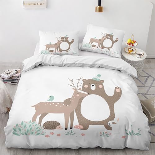 Kinder Bettwäsche Waldtiere - Sommer Bettwäsche 135x200 Waldtiere, Süße Tiere Bettbezug 135 x 200 2er Set, Wendebettwäsche und Kissenbezug, Weiche Mikrofaser Bettwäsche-sets mit Reißverschluss Kinder Bettwäsche Waldtiere - Sommer Bettwäsche 135x200 Waldtiere, Süße Tiere Bettbezug 135 x 200 2er Set, Wendebettwäsche und Kissenbezug, Weiche Mikrofaser Bettwäsche-sets mit Reißverschluss von GEDAEUBA