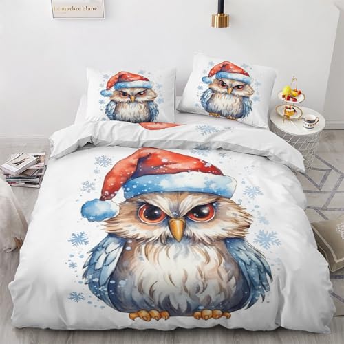 Weihnachten Eule Bettwäsche 135x200 Winter - Kinder Bettbezug 135 x 200 2er Set, Wendebettwäsche und Kissenbezug 80x80, Weiche & Angenehme & Warme Mikrofaser Bettwäsche-sets mit Reißverschluss Weihnachten Eule Bettwäsche 135x200 Winter - Kinder Bettbezug 135 x 200 2er Set, Wendebettwäsche und Kissenbezug 80x80, Weiche & Angenehme & Warme Mikrofaser Bettwäsche-sets mit Reißverschluss von GEDAEUBA