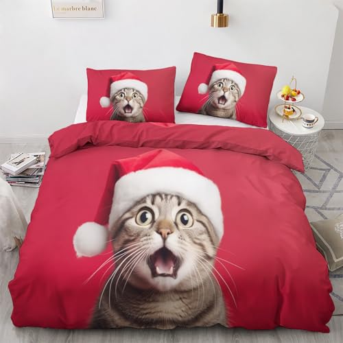 Weihnachten Katze Bettwäsche 140x200 Winter - Mädchen Bettbezug 140x200 2er Set, Wendebettwäsche und Kissenbezug 70x90, Weiche & Angenehme & Warme Mikrofaser Bettwäsche-sets mit Reißverschluss Weihnachten Katze Bettwäsche 140x200 Winter - Mädchen Bettbezug 140x200 2er Set, Wendebettwäsche und Kissenbezug 70x90, Weiche & Angenehme & Warme Mikrofaser Bettwäsche-sets mit Reißverschluss von GEDAEUBA