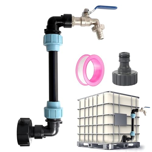 GEDEGOOK IBC Tank Schwanenhals 3/4" Auslaufhahn, S60x6 Wasserhahn Absperrhahn IBC Adapter für das Bequeme Befüllen der Gießkanne, IBC Tank Zubehör für 1000L Regenwassertank, Regenfass, IBC Container von GEDEGOOK