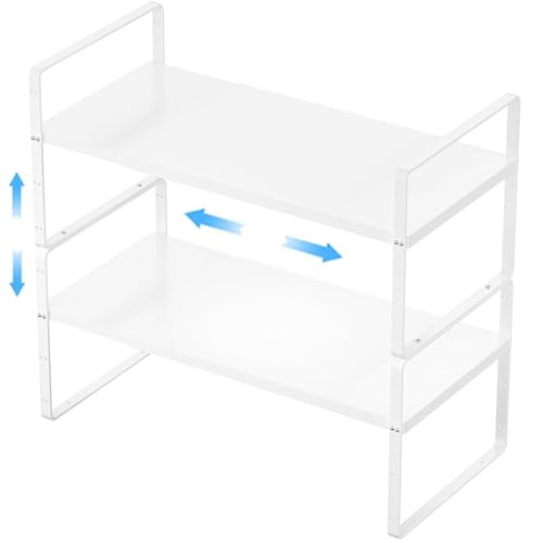 GEDLIRE Erweiterbarer Schrankregal Küchenregal Organizer, stapelbarer Metall Gewürzregal Regaleinsatz Schrank-Organizer Regal, Küche Aufbewahrung Lagerregal für Zuhause, Speisekammer, 2er Set, Weiß GEDLIRE Erweiterbarer Schrankregal Küchenregal Organizer, stapelbarer Metall Gewürzregal Regaleinsatz Schrank-Organizer Regal, Küche Aufbewahrung Lagerregal für Zuhause, Speisekammer, 2er Set, Weiß von GEDLIRE