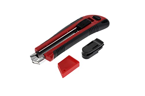 GEDORE red Cuttermesser mit 5 Ersatzklingen, 25 mm breit, Abbrechklingen, Gürtelclip, einhand, 175 mm lang, R93200025 von GEDORE