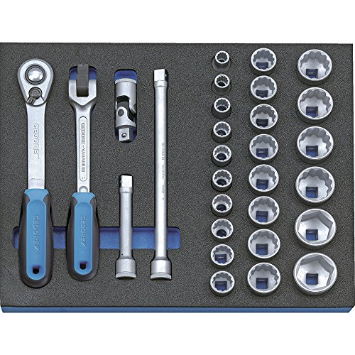 GEDORE Steckschlüssel-Sortiment 1/2' in Check-Tool-Modul, 29-tlg, 1 Stück, 2005 CT2-D 19 von GEDORE