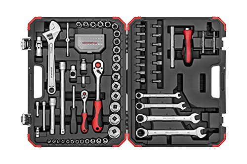 GEDORE red Steckschlüsselsatz, Set 97tlg, 1/2 1/4 Zoll Antrieb, Adapter Werkzeug, Knarre Nüsse Bithalter Bits, R46003097 von Gedore Red