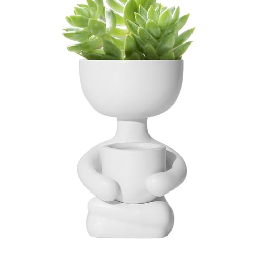 Blumentopf aus Kunstharz, Blumentopf in Form eines Mädchengesichts, Figur in Form von Sukkulentöpfen, kreative Töpfe für den Innen- und Außenbereich, niedlicher Blumentopf für das Wohnzimmer von GEDOX