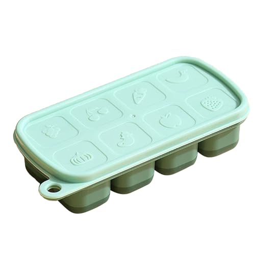 Eiswürfelformen aus Silikon – große tragbare Eiswürfelformen mit 8 Mulden – quadratische Eiswürfelform – wiederverwendbare Eiswürfelbehälter mit Deckel – Formen und Eiswürfelschalen für Bourbon-Suppen von GEDOX