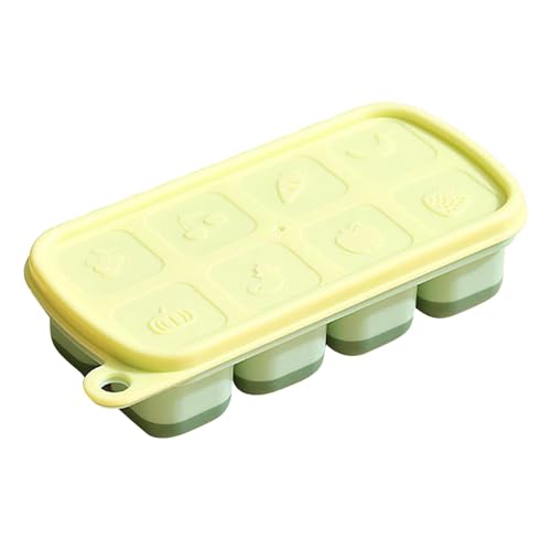 Eiswürfelformen aus Silikon – große tragbare Eiswürfelformen mit 8 Mulden – quadratische Eiswürfelform – wiederverwendbare Eiswürfelbehälter mit Deckel – Formen und Eiswürfelschalen für Bourbon-Suppen von GEDOX