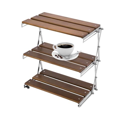 Faltbares Camping- , zusammenklappbares Campingregal | Faltbarer Picknick-Schreibtisch-Organizer mit 3 Schichten, robustes und stabiles Aufbewahrungsregal, Organizer von GEDOX