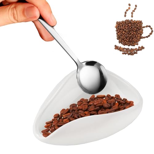 Kaffeelöffelablage aus Keramik, Tee-Gefäß-Set, weißes Tee-Gefäß-Set, Porzellan-Kaffeepulvergefäß mit Edelstahl-Löffel für Salzkaffeepulver Kaffeelöffelablage aus Keramik, Tee-Gefäß-Set, weißes Tee-Gefäß-Set, Porzellan-Kaffeepulvergefäß mit Edelstahl-Löffel für Salzkaffeepulver von GEDOX