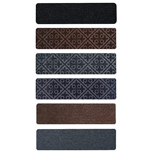 Treppenläufer für den Innenbereich, Treppenstufen für Teppichtreppen, selbstklebender Treppenteppich, rutschfeste Stufenmatten mit extra Traktion, Einfassung, Treppenteppich, 20,3 x 76,2 cm, für von GEDOX