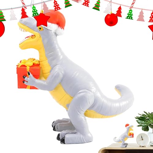 Weihnachts-Tierstatue, Dinosaurier mit Weihnachtsmannmütze, Kunstharz-Weihnachtsdekoration, Dinosaurier-Weihnachtsschmuck für Winter-Weihnachtsdekoration, Hausparty Weihnachts-Tierstatue, Dinosaurier mit Weihnachtsmannmütze, Kunstharz-Weihnachtsdekoration, Dinosaurier-Weihnachtsschmuck für Winter-Weihnachtsdekoration, Hausparty von GEDOX