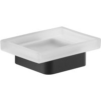 Gedy - Sapho Samoa - Seifenschale mit Halter, Glas matt/schwarz matt A81114 von GEDY