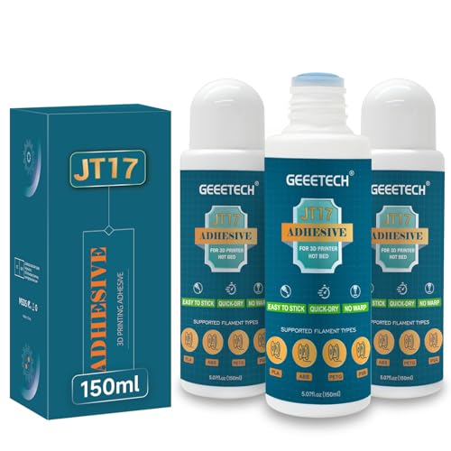GEEETECH 3D Drucker Haftung JT17 150ML 3er-pack, 3D Drucker Klebestift, 3D Drucker Kleber Perfekte der First Layer, Wasserlösliche Formel, Kleber für 3D Druck Kompatibel mit PLA, ABS, PETG Filament von GEEETECH