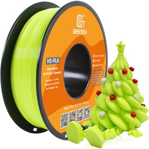 GEEETECH HS PLA Filament 1,75mm, High Speed PLA für 0-600 mm/s Hochgeschwindigkeitsdruck 3D-Drucker, HS PLA Apfel Grün 1 Spule 1kg von GEEETECH