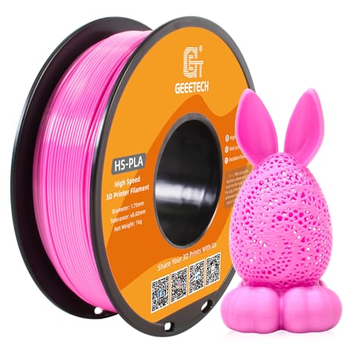 GEEETECH HS PLA Filament 1,75mm, High Speed PLA für 0-600 mm/s Hochgeschwindigkeitsdruck 3D-Drucker, HS PLA Neu Pink 1 Spule 1kg von GEEETECH