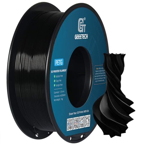GEEETECH PETG Filament 1,75 mm schwarz 1 kg Spool für 3D-Drucker von GEEETECH
